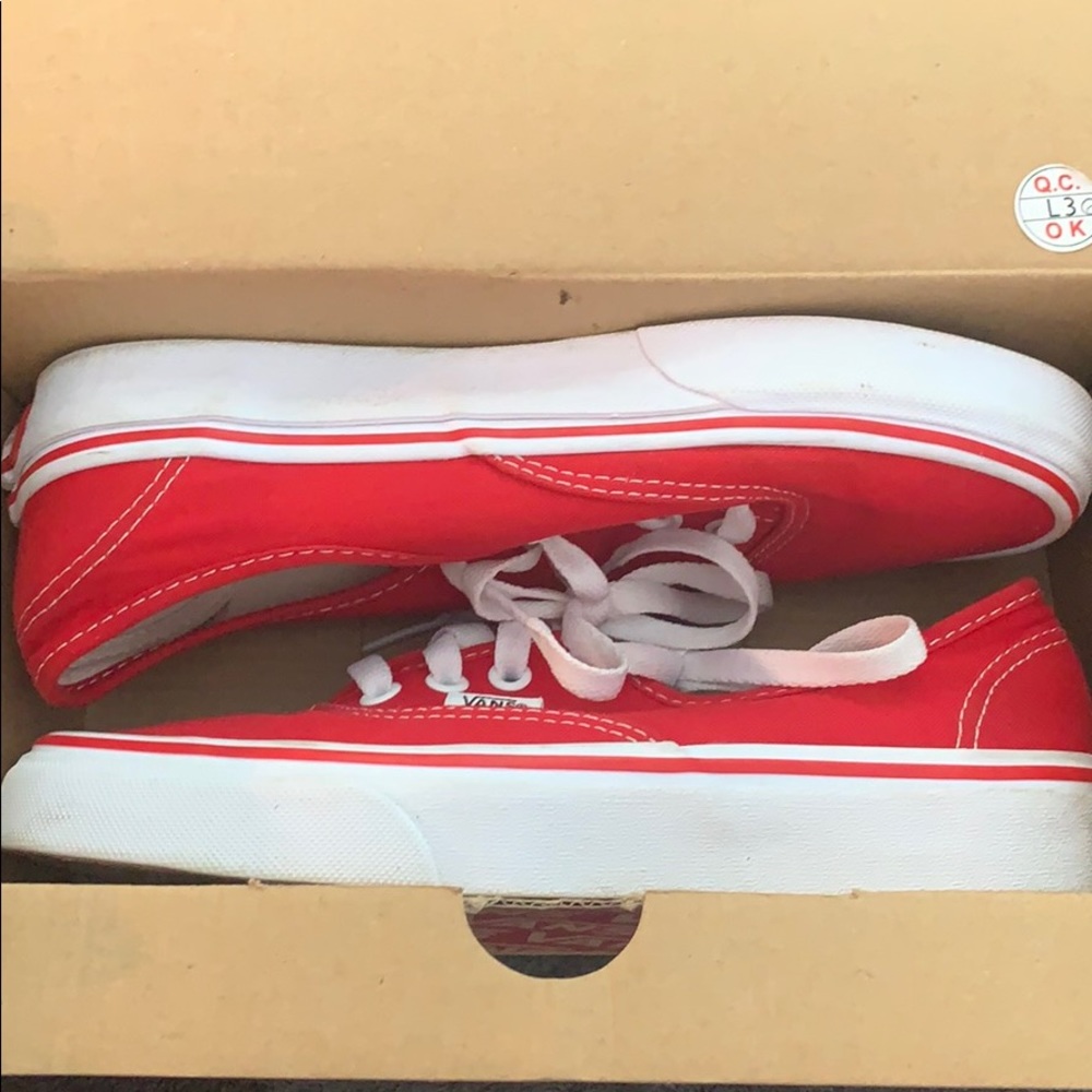 Vans Authentic Red Low Top Laces Shoes